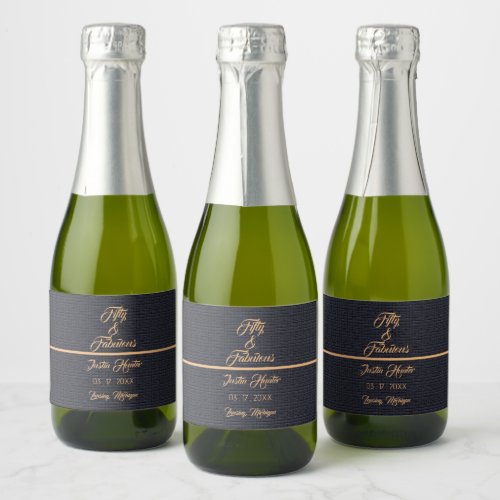 50th Birthday Gold Name Mini Sparkling Wine Label