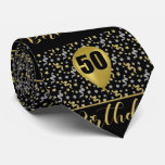 50th Birthday Gold On Black With Confetti Neck Tie at Zazzle