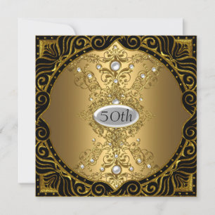 50th Birthday Gold Party Invitation