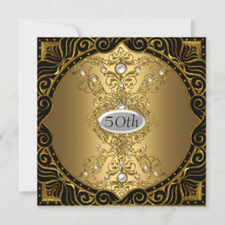 50th Birthday Gold Party Invitation