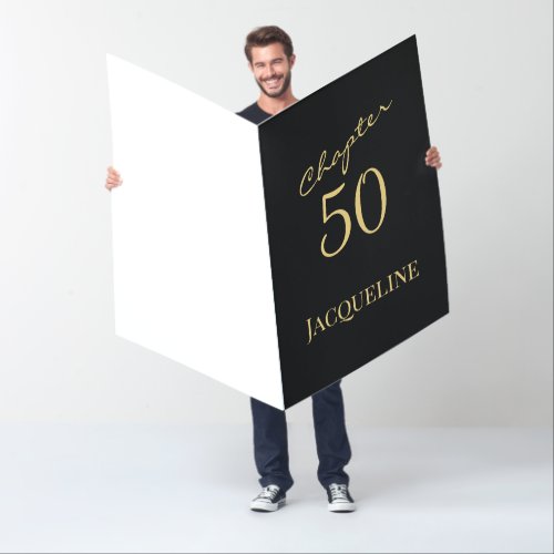 50th Birthday Gold Script Black Giant Card