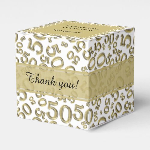 50th Birthday GoldWhite Number Pattern Favor Boxes