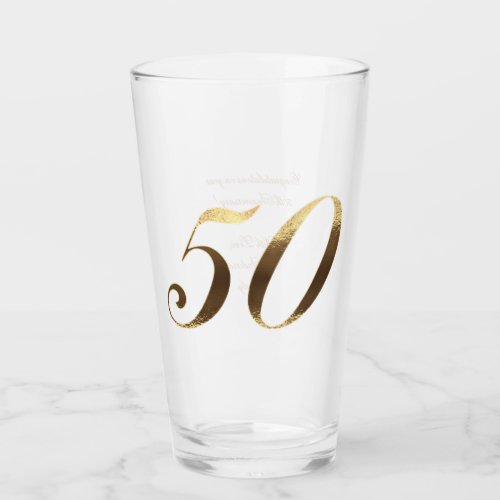 50th Birthday Golden Wedding Anniversary Glass