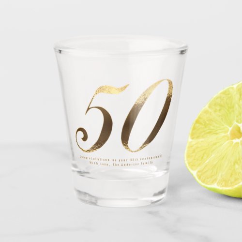 50th Birthday Golden Wedding Anniversary Shot Glass