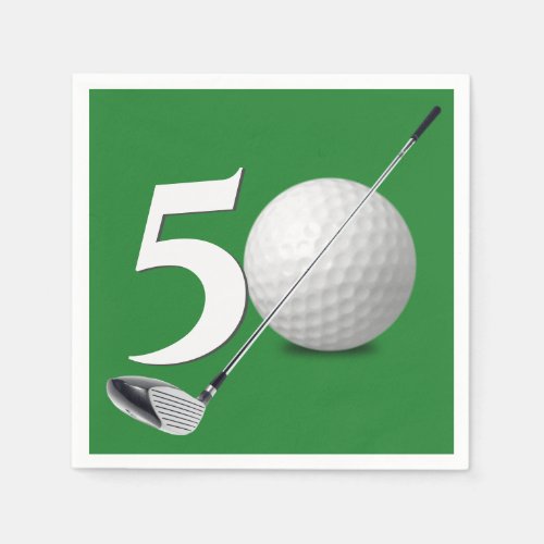 50th Birthday Golf Ball And Club  Napkins