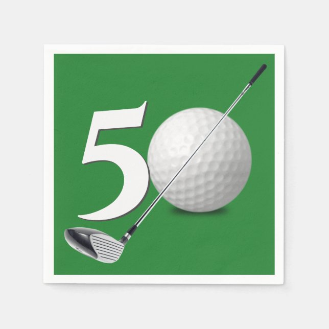 50th Birthday Golf Ball And Club  Napkins (Front)