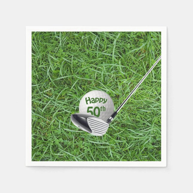 50th Birthday Golf Ball and Club Napkins (Front)