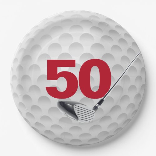 50th Birthday Golf Ball Design Paper Plate