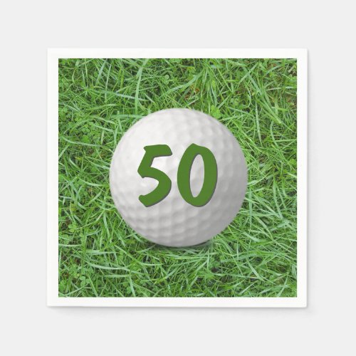 50th Birthday Golf Ball on Grass Napkins