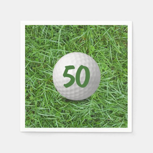 50th Birthday Golf Ball on Grass  Napkins