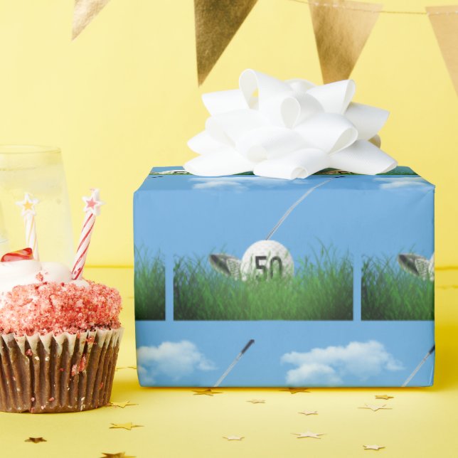 50th Birthday Golf Ball Wrapping Paper (Birthday Party)