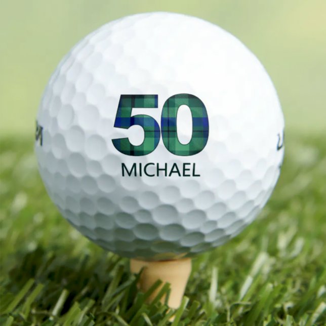 50th birthday golf balls 50 years golf plaid gift (Creator Uploaded)