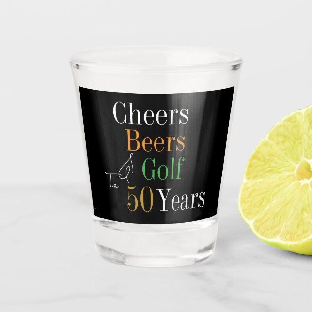 50th Birthday Golf Cheers and Beers Party Favors Shot Glass (Front)