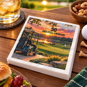 50th Birthday Golf Party Sunset Napkins