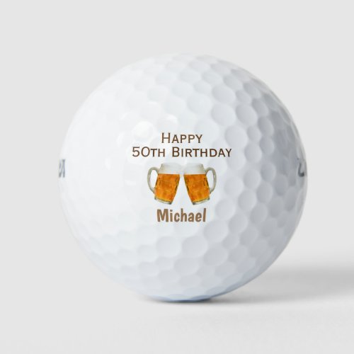 50th Birthday Golfer Beer Cheers Golf Balls