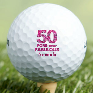 50th Birthday Golfer Gift, FORE-ever 50 & Fabulous Golf Balls