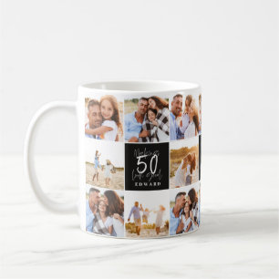 50th birthday good black photo collage chic coffee mug