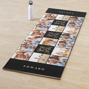 50th birthday good gold black photo collage chic yoga mat