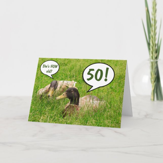 50th Birthday Gossipy Ducks Funny Card (Front)