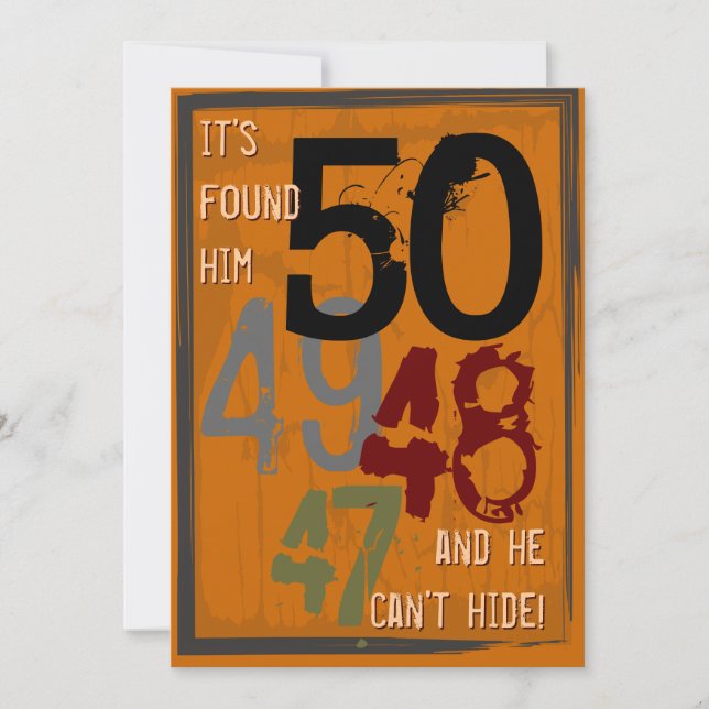 50th Birthday Grungy Countdown Party Invitation (Front)