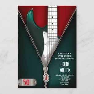 50th Birthday Guitar Rock Star Invitation