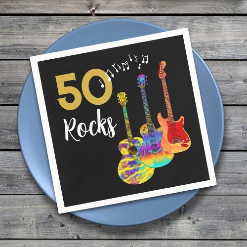 50th birthday Guitar Rocks 50  Napkins