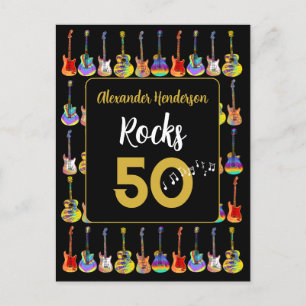 50th birthday Guitar Rocks 50 Personalized Postcard