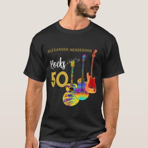50th birthday Guitar Rocks 50 Personalized T_Shirt