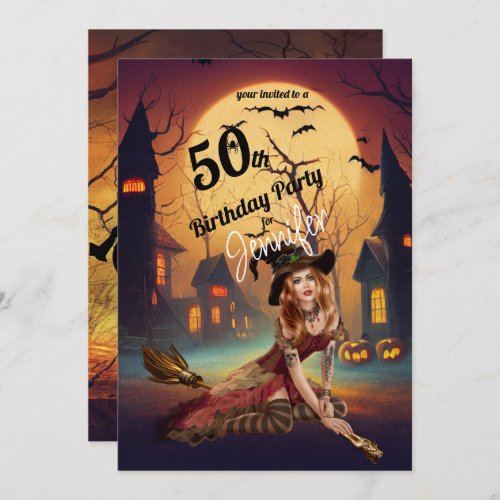 50th Birthday Halloween Party Spooky Invitation