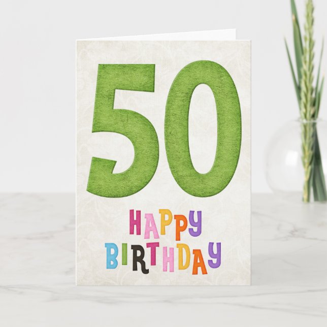 50th Birthday Happy Birthday Card Design 2 (Front)