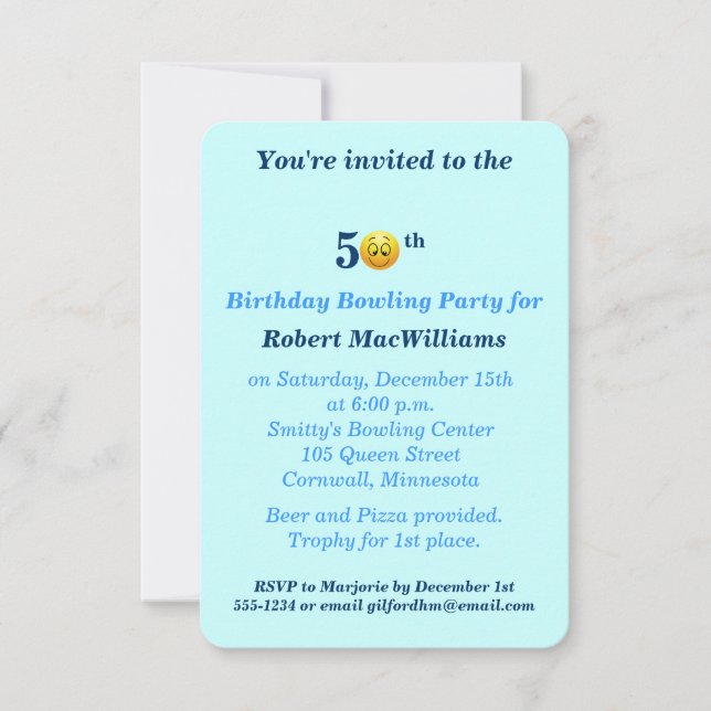 50th Birthday Happy Face Party Invitation (Front)