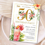 50th Birthday Hawaiian Tropical Cocktail Party Invitation<br><div class="desc">Celebrate the 50-year milestone in style with our elegant "50th Birthday Hawaiian Tropical Cocktail Party Invitation!" Perfect for a memorable 50th birthday party. Order your today and make your celebration truly special! Please note: Gold glitter effects are only simulated; no real gold will be used in the printing process</div>