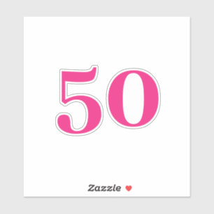 50th Birthday Hot Pink Custom Age Number Fifty  Sticker