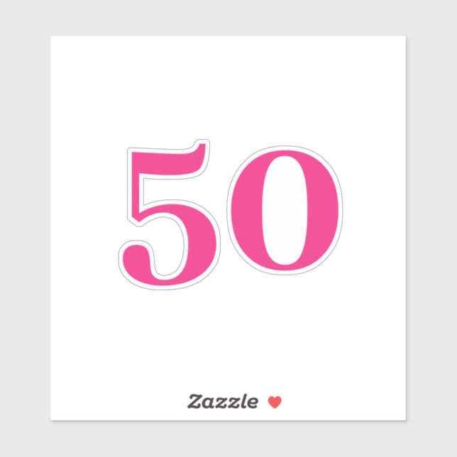 50th Birthday Hot Pink Custom Age Number Fifty  Sticker (Sheet)