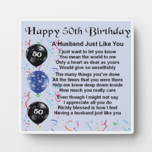 50th  Birthday Husband Poem Plaque