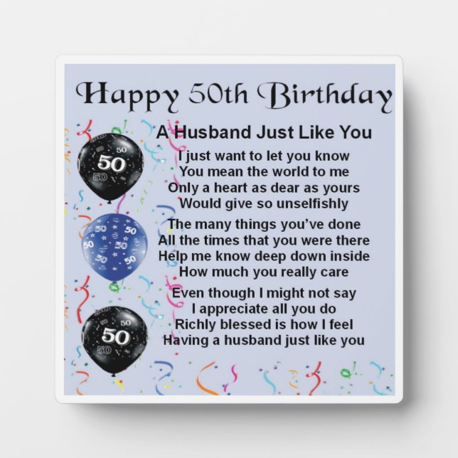 50th  Birthday Husband Poem Plaque (Front)