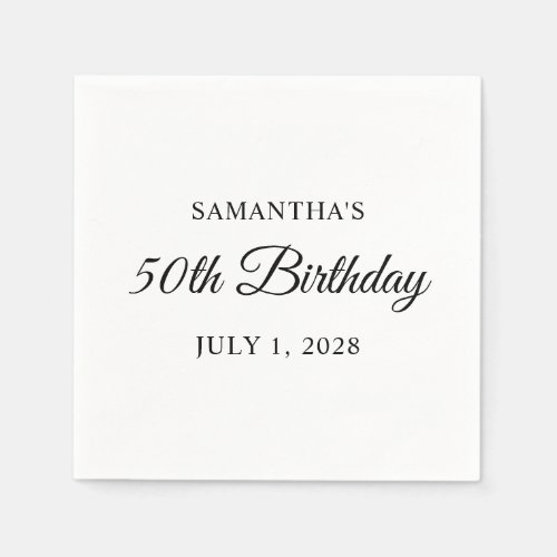 50th Birthday in Elegant Script Napkins