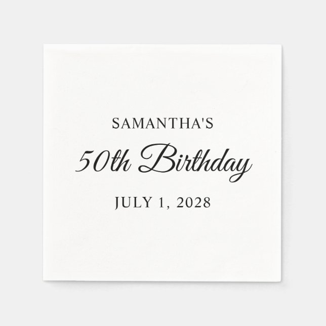 50th Birthday in Elegant Script Napkins (Front)