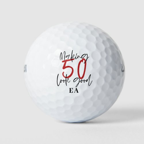 50th birthday initials personalized favor gift golf balls