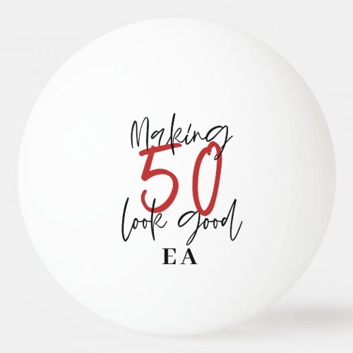 50th birthday initials personalized favor gift ping pong ball