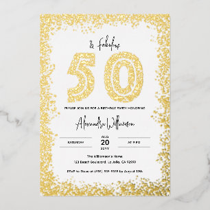 50th Birthday Invitation   50 and Fabulous Real Foil Invitation