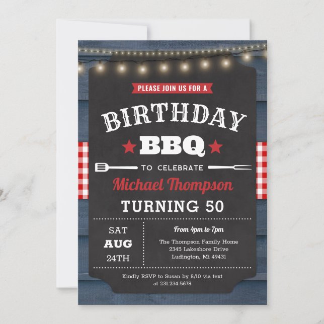 50th Birthday Invitation - Barbecue Party (Front)