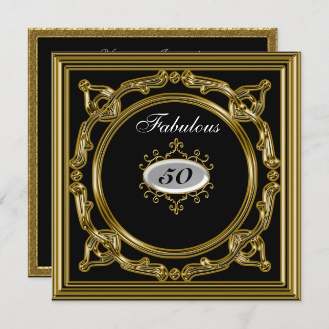 50th birthday Invitation Black (Front/Back)