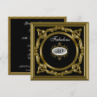 50th birthday Invitation Black
