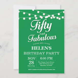 50th Birthday Invitation Green Fabulous