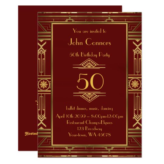 50th birthday invitation man 50th gatsby style zazzle com