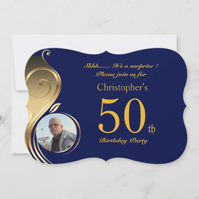 50th,Birthday Invitation Man Anyage,Photo,all shap (Front)