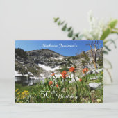50th Birthday Invitation, Mountains, Wildflowers Invitation (Standing Front)