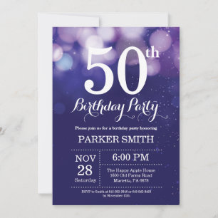 50th Birthday Invitation Navy Blue
