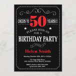 50th Birthday Invitation Red and Black Chalkboard<br><div class="desc">50th Birthday Invitation Red and Black Typography. Chalkboard. Black and White Background. Adult Birthday. Male Men or Women Birthday. Kids Boy or Girl Lady Teen Teenage Bday Invite. 13th 15th 16th 18th 20th 21st 30th 40th 50th 60th 70th 80th 90th 100th. Any Age. For further customization, please click the "Customize...</div>